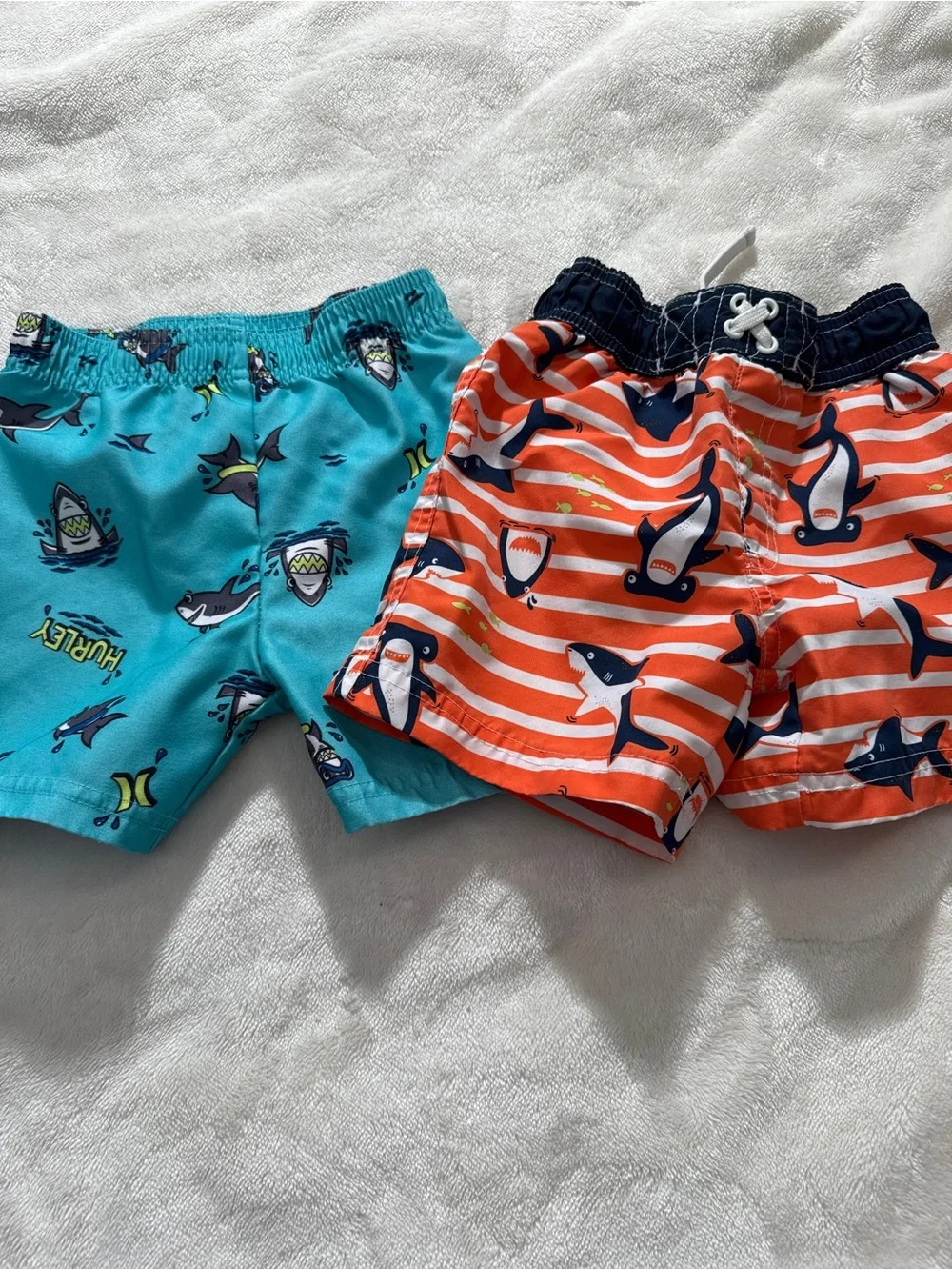 Toddler Boy Swim Trunk Bundle | Size 24M & 2T | Hurley & Wippette Sharks